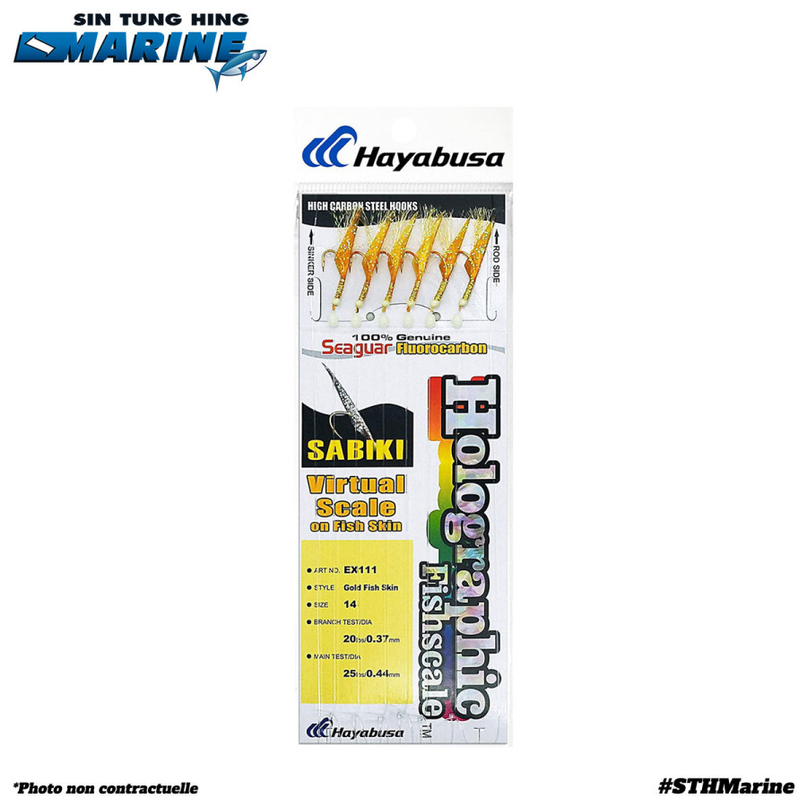 Hameçon plume EX111 Gold Flasher & Fish Skin Sabiki | Taille 14 - HASABUSA